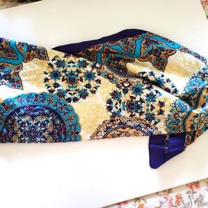 Blue and beige silk scarf